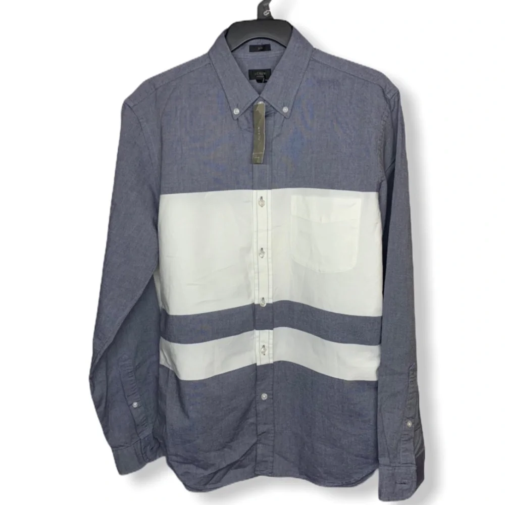 J.Crew Men’s Casual Button-Down Shirt | M | Blue & White | Classic Style